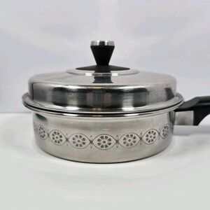 Vintage ECKO Flint Ware 3 Ply Stainless Steel Sauce Pan USA MCM